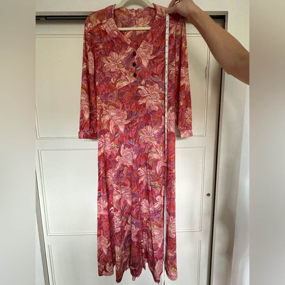 💐 VINTAGE 70’s Handmade Floral Maxi Dress - Picture 3 of 6